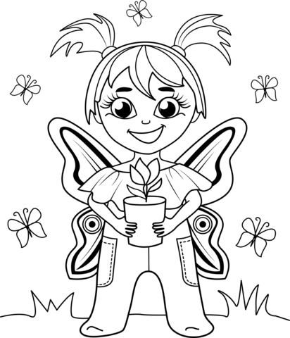 Baby Girl Fairy Coloring Page